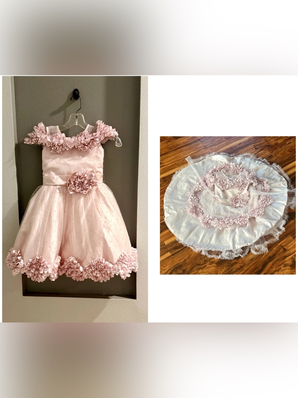 Lovely Girls Full Circle dress off-shoulder with large 3D floral appliqués.